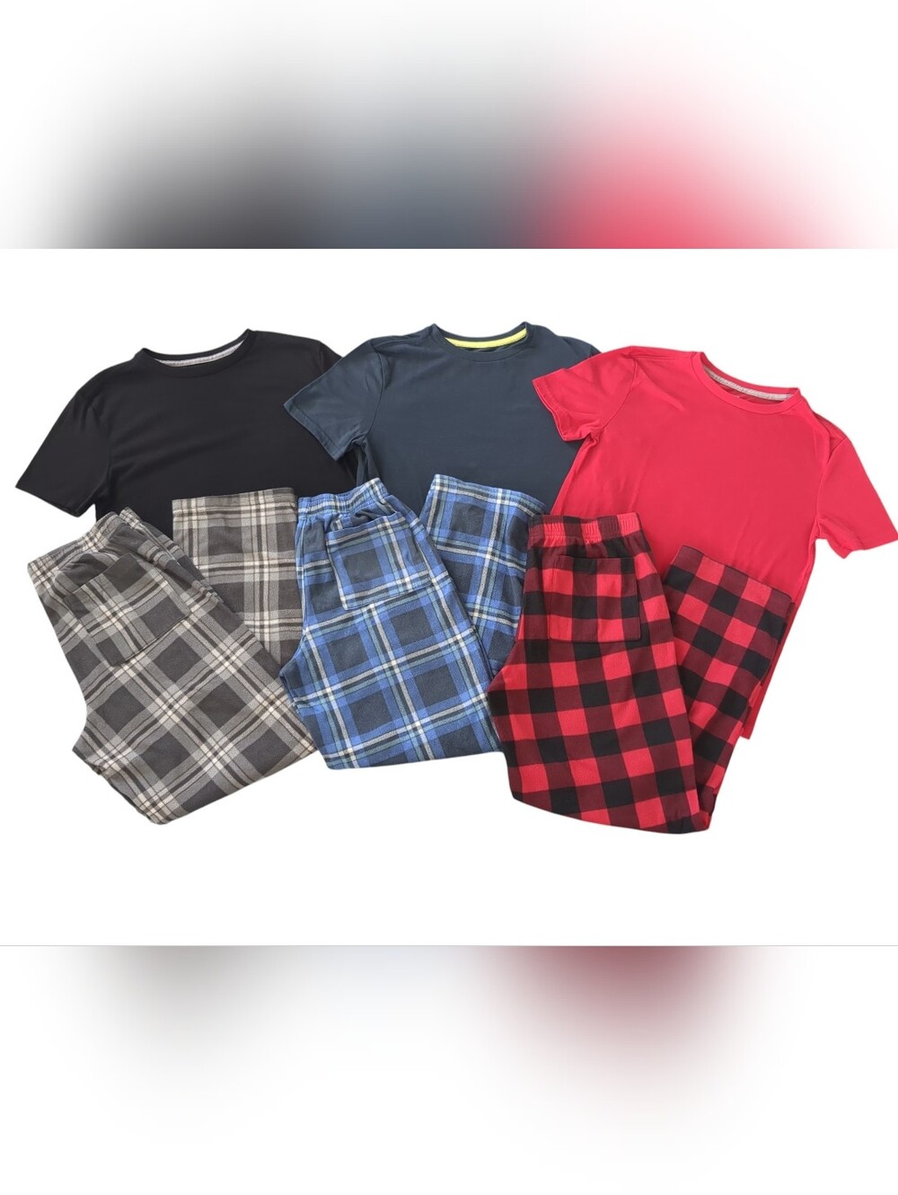 Sonoma Boys Pajama Sets Bundle Size L 14/16 (3 Sets Fleece Plaid)